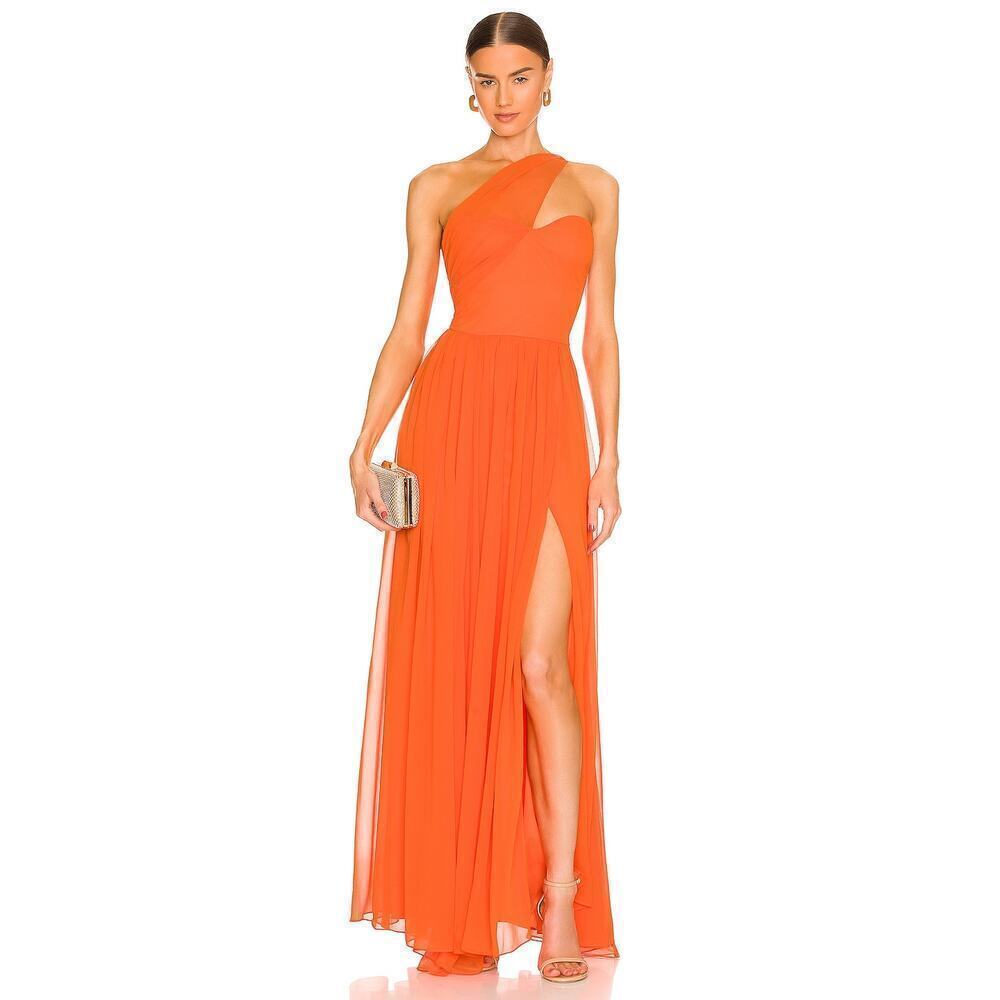 Revolve Yaura Imade Dress in Orange Pleated Maxi Dress Size UK 6 / US XS NWT